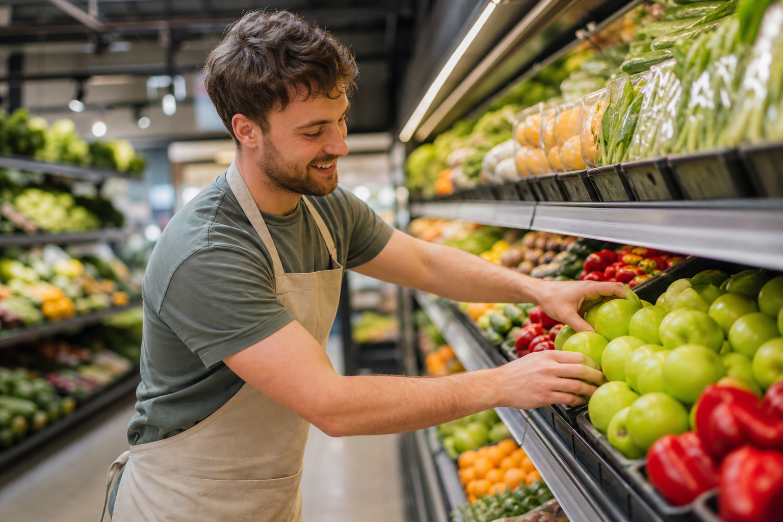Medewerkers aan het werk in een supermarkt